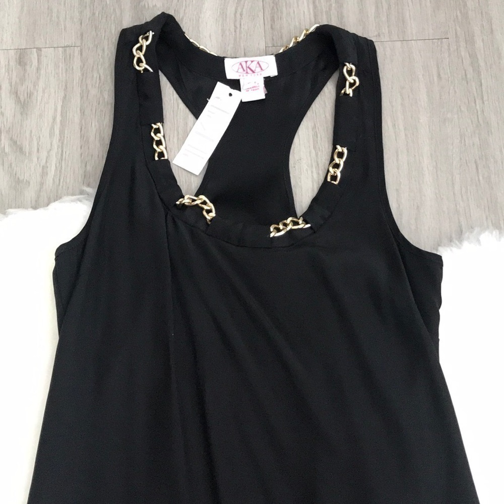 Copy - Racerback Black Dress With Gold Chains